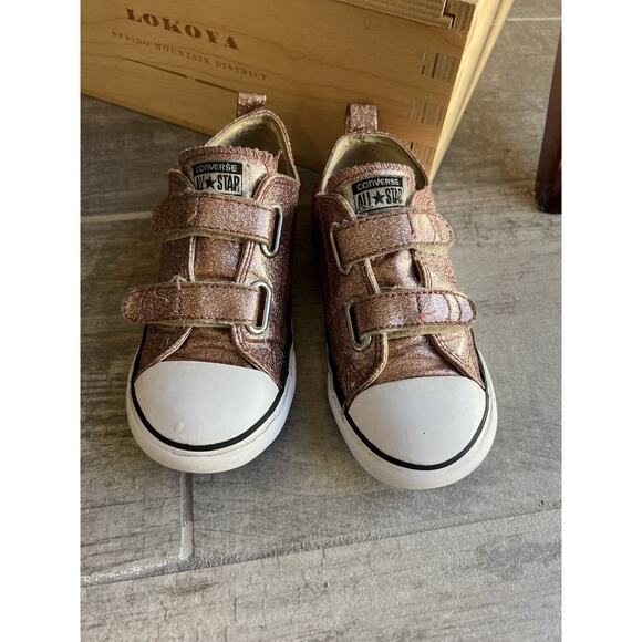 Converse All Star Toddler Girls Glitter Pink Low Top Easy On Sneakers Shoes 10 - Picture 2 of 11